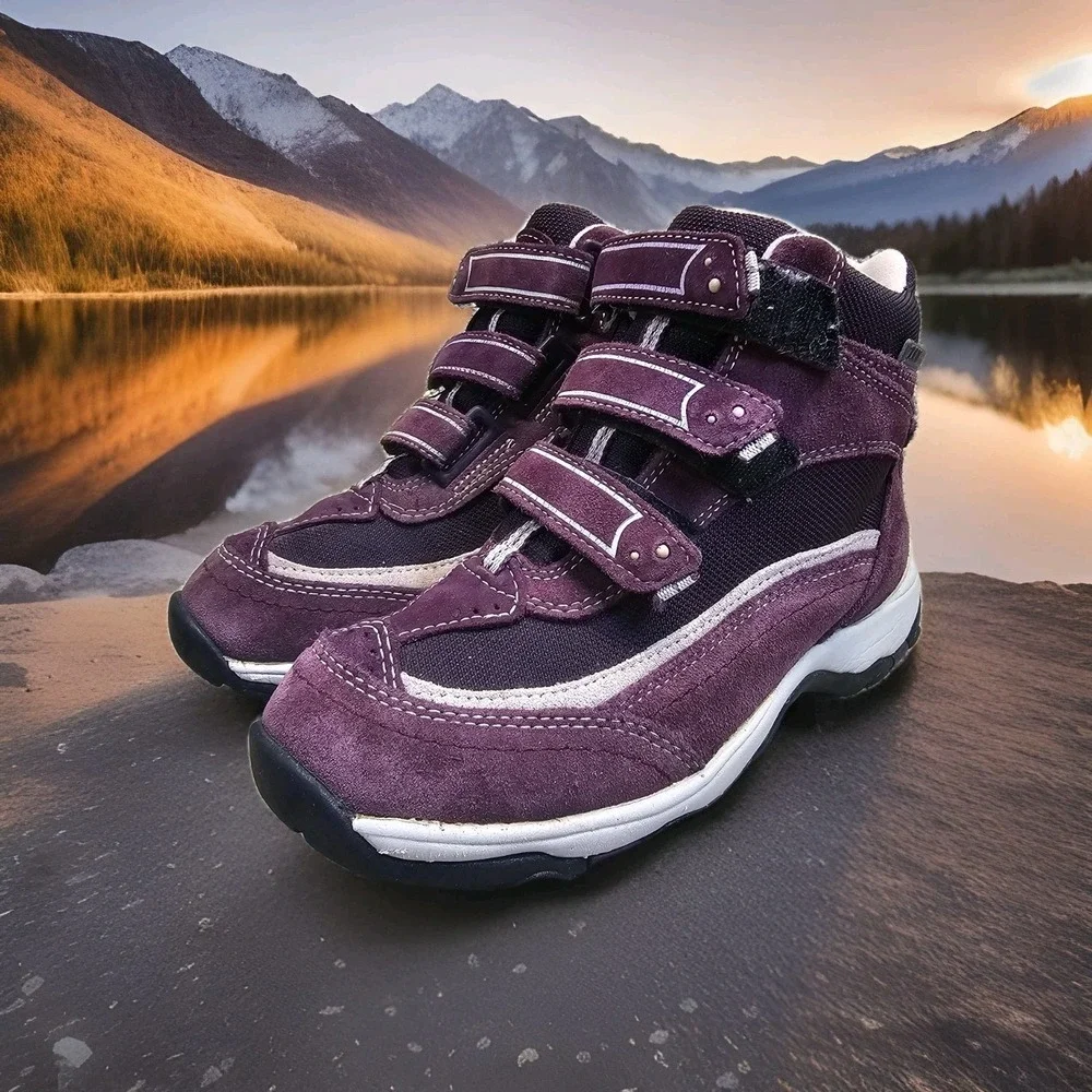 LL Bean Womens Sz 7M Tek 2.5 Waterproof Primaloft 200G Purple Suede 3 Strap Boot